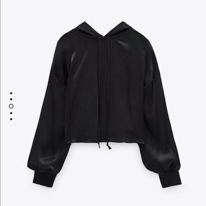 Zara satin hoodie sweatshirt